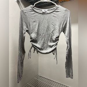 Princess Polly, Grey Side-Scrunch Long Sleeve Cropped Tee